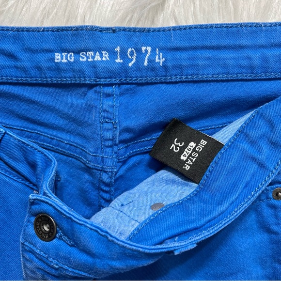 Big Star Cobalt Blue Colored Denim Logo Mid Rise 5” Jean Shorts - Picture 6 of 8